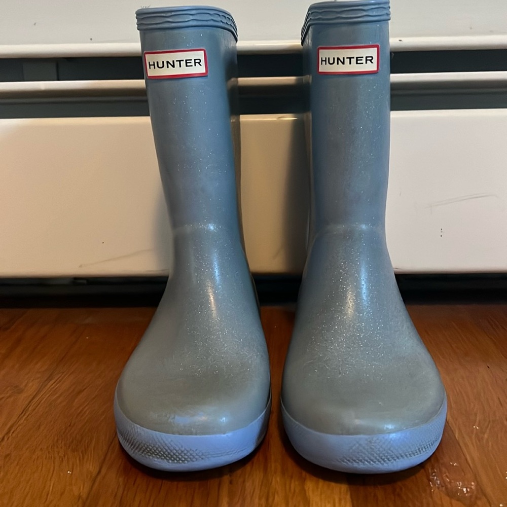 Hunter boots, blue, size 12.